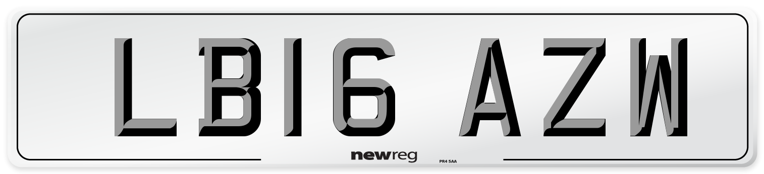 LB16 AZW Number Plate from New Reg